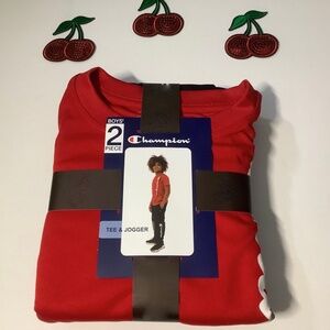 Champion Boys (2 pc set) tee & jogger color red/black MSRP